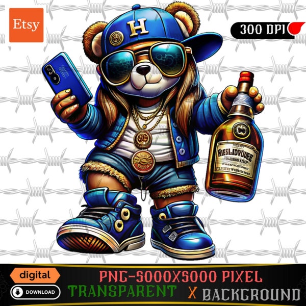 Urban Style Bear, Graffiti Hip Hop Cute Bear, Cartoon Cute Bear, Teddy Sublimation, Girl Bear  Big Shoes, Perfect gift for T-Shirts and More