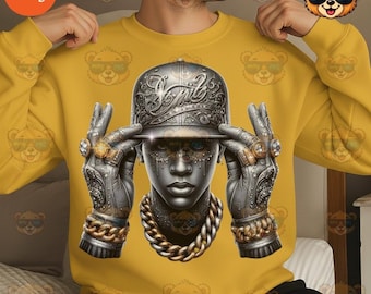 Gangster Mask PNG: Urban Streetwear Design, Sublimation Art (Digital Download)