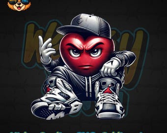 Urban Gangster Heart PNG: Streetwear Digital Design (Digital Download)
