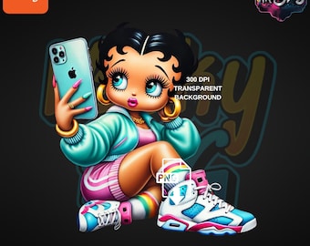 Urban Betty Boop | Urban Trap Designs | Wacky Fan Art | Instant Digital Download | Sublimation | PNG |