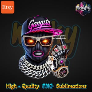 Gangsta Ski Mask PNG: Urban Trap Design (Digital Download)