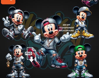 Urban Mickey Mouse PNG | Urban Trap Designs | Wacky Fan Art | Instant Digital Download | Sublimation | PNG |