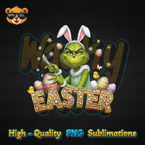 Grinch Easter png, gemene groene konijntjessublimatie, grappig paasshirtontwerp, gelukkig groen monsterpaasei, retro paashaasoren, oren png