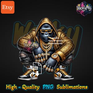 Graffiti Gorilla PNG: Urban Trap Design (Digital Download)