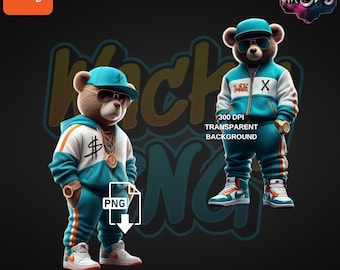 Hiphop Graffiti Teddy Bear Designs | Urban Trap Designs | Wacky Fan Art | Instant Digital Downloads | Sublimation | Dtf PNG |