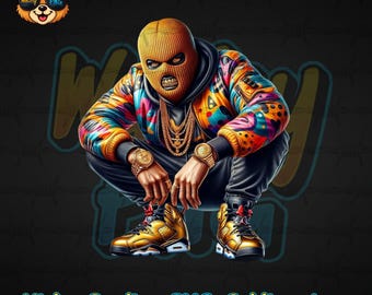 Urban Gangster Ski Mask Man PNG, Urban Traps Designs, Pop Culture Designs, Fantasy Fan Art, Instant Digital Download, PNG