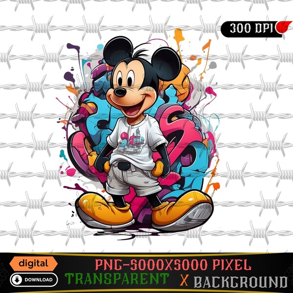 Urban Mickey | Mouse Trap Designs | Fantasy Fan Art | İnstant Download | Urban  Designs | Sublimation Png | Hiphop Shirts |