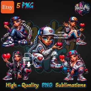 Gangster Girl | Urban Girl Designs | Urban Trap Designs | Wacky Fan Art | Instant Digital Download | Sublimation | Girl Clipart | 5 PNG |