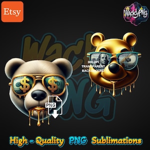 Urban Gangster Money Bear, png-bestand: sublimatieontwerp (digitale download)