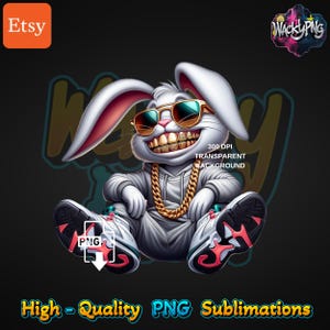 Urban Gangsta Bunny PNG: Streetwear Design (Digital Download)