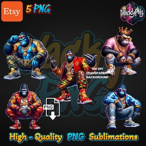 Urban Hustle Gorilla, Gangster Gorilla Png | Urban Trap Design | Wacky Fan Art | PNG |