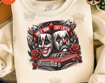 Smile Now Cry Later PNG: Urban Chicano Design (Digital Download)