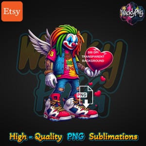 Gangster Clown PNG: Urban Streetwear Design (Digital Download)