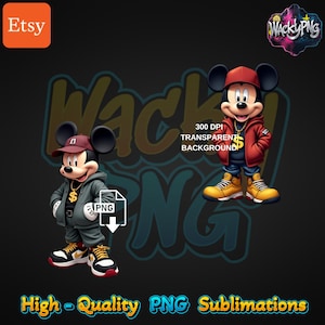 Mickey Mouse Hiphop | Mickey Urbano | Designs de armadilhas urbanas | Arte de fã maluca | Downloads digitais instantâneos | Sublimação | Camisetas de hiphop | PNG |