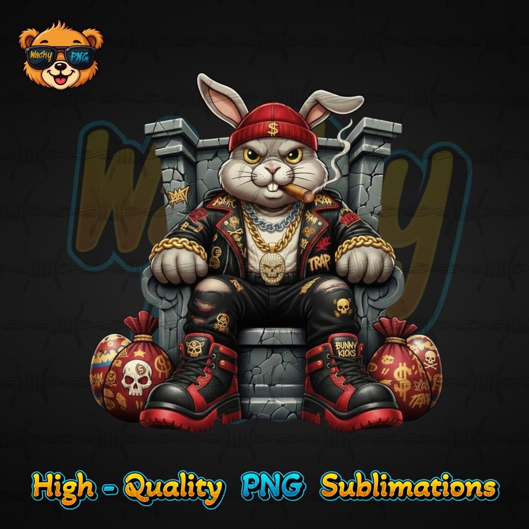 Mobster Rabbit Angster Bunny Png, Trap Rabbit Png, Streetwear Bunny Png, Mobster ...