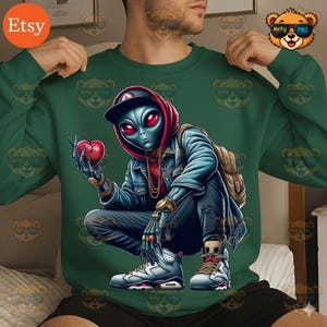 Urban Alien Gangster png: streetwear digitaal ontwerp (300 dpi), dtf, png