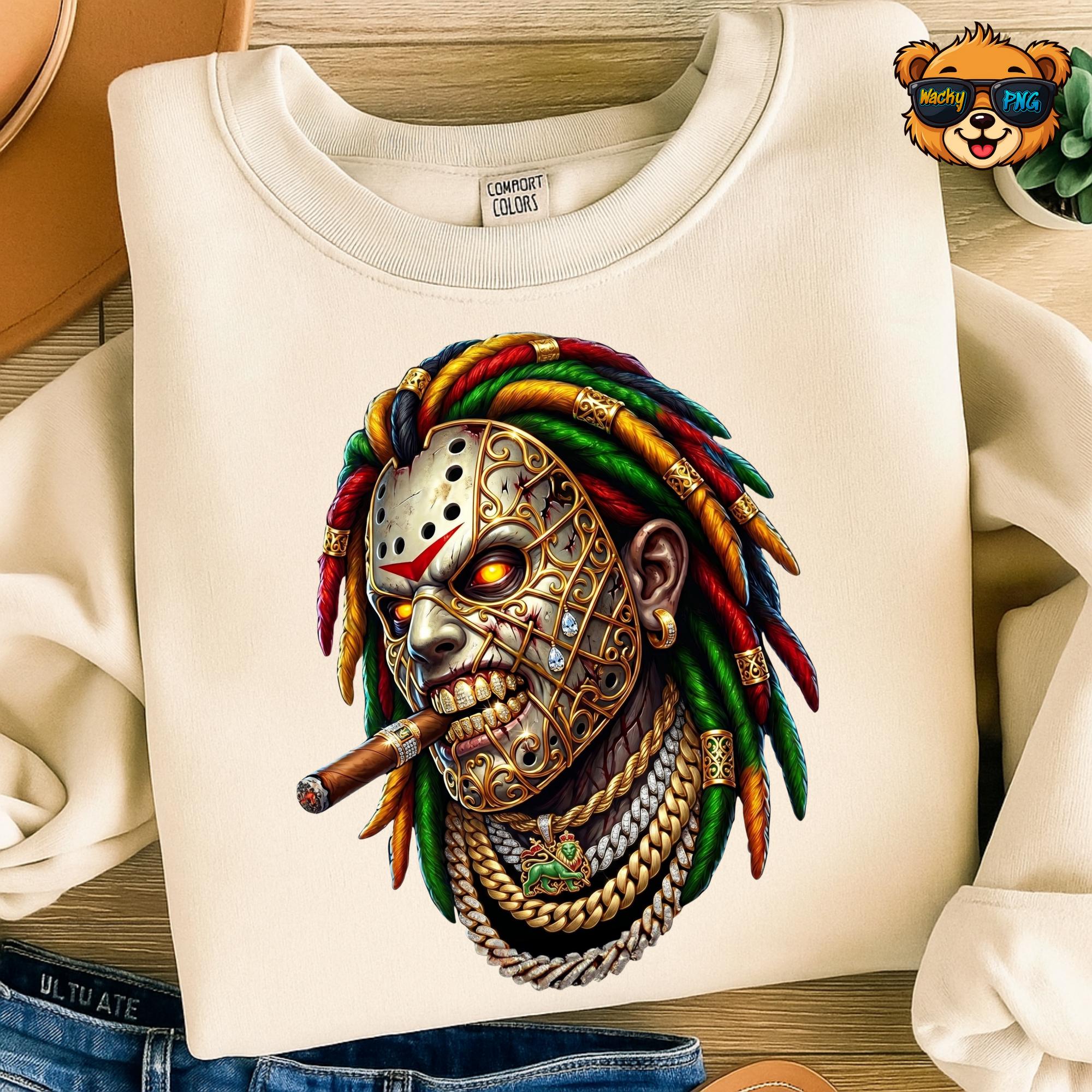 Urban Jason Png, Rasta Horror PNG, Streetwear Hockey Mask Png, Killer ...