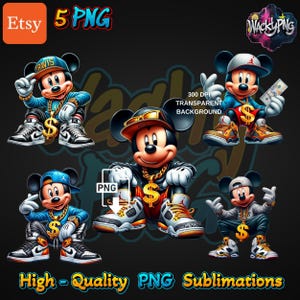 Hip-Hop Urbano Mickey Mouse PNG: Designs Digitais de Streetwear