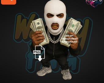 Gánster urbano PNG: Diseño de ropa urbana para sublimación y manualidades