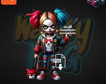 Tiny Harley Png | Super Hero Quinn | Urban Harley | Wacky Fan Art | Instant Digital Download | Hero Sweatshirts | Sublimation | Dtf PNG |