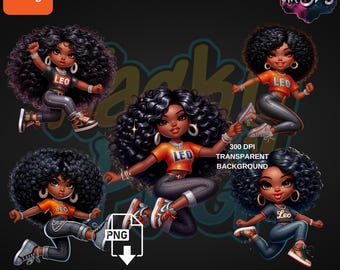 Zodiac Leo | Urban Girl Leo | Wacky Fan Art | Urban Trap Designs | Instant Digital Downloads | Sublimationn | Leo T-shirt | 5 Dtf PNG |