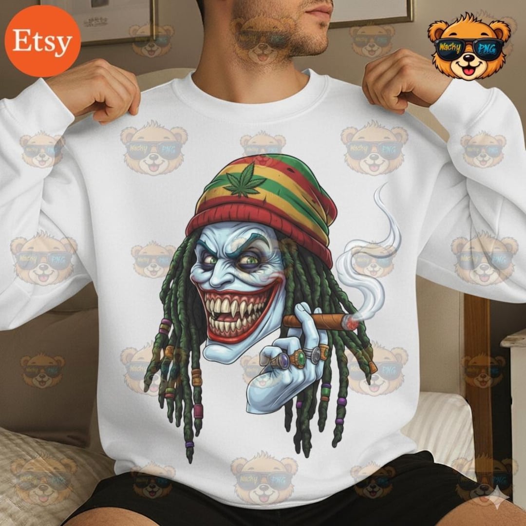 Hack Blund Rasta 420 Weed Joker PNG | Sinister Rasta Clown Smoking Blunt With Dreadlocks ...