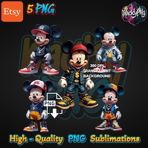 Mickey Mouse | Mickey Mouse Urbano | Designs de Armadilhas Urbanas | Arte de Fã Maluca | Download Digital Instantâneo | Sublimação | Design de Fantasia | Dtf PNG |