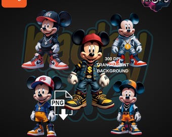 Mickey Mouse | Urban Mickey Mouse | Urban Trap Designs | Wacky Fan Art | Instant Digital Download | Sublimation | Fantasy Design | Dtf PNG |