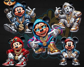 Street Style Hip-Hop Mickey Bundle  PNG, Urban Traps Designs, Pop Culture Designs, Fantasy Fan Art, Instant Digital Download, PNG