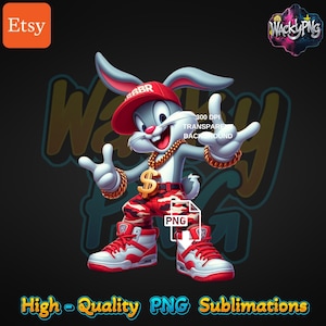 Gangster Urban Best Bunny | Urban Trap Designs | Wacky Fan Art | Instant Digital Download | Sublimation | PNG |