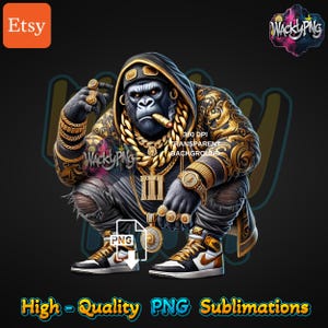 Graffiti Gorilla PNG: Urban Streetwear Art (Digital Download)