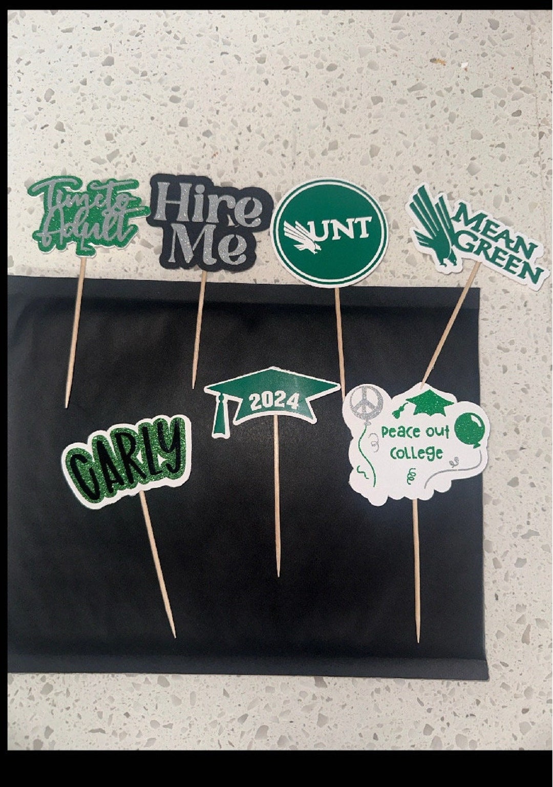 North Texas Cupcake Toppers, Graduation Toppers, Mean Green Party