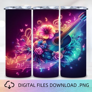 Guitar 20oz Tumbler Wrap, PNG Digital Download, 3D Tumbler wrap, PNG Sublimation, Instant Download, Tumbler Wrap Sublimation, Music Tumbler