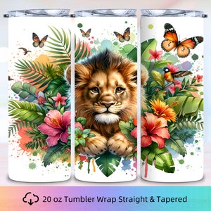 The Lion Skinny Tumbler wrap, 20oz Skinny Tumbler, Safari Tumbler Design, Tumbler Sublimation, Wildlife Tumbler Wrap PNG, Sublimation Design