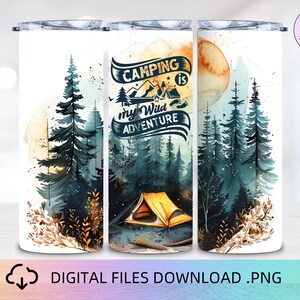 Camping Tumbler Wrap, Camper Tumbler, Travel Tumble, Camping PNG, 20oz Skinny Tumbler, Happy Camper PNG, Camping Tumbler, Camper Gift,
