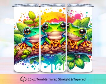 Frogs On Tree Tumbler Wrap, 20oz Skinny Tumbler, Tumbler Design, Tumbler Sublimation, Tumbler Wrap PNG, Sublimation Design, Tumbler PNG
