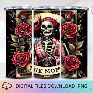 The Mom Skeleton Tumbler Wrap, 20oz Skinny Tumbler, Sublimation PNG, Skeleton Tumbler Wrap, Mom Tumbler Wrap, Mothers Day Tumbler