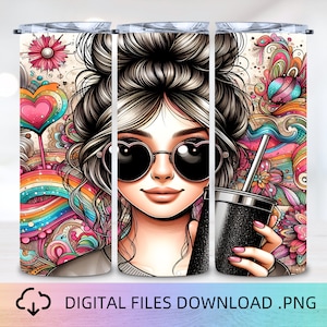 Aesthetic Girl Tumbler Wrap, 20oz Skinny Tumbler Wrap, Sublimation Design, Girl Tumbler Wrap, Tumbler Wrap PNG, Tumbler Design Download