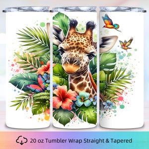 Giraffe Skinny Tumbler wrap, 20oz Skinny Tumbler, Safari Tumbler Design, Tumbler Sublimation, Wildlife Tumbler Wrap PNG, Sublimation Design