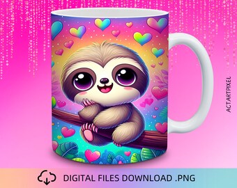 Sloth Mug Wrap Design, 11 & 15 oz Mug Wrap, Mug Wrap PNG, Mug Wrap, Coffee Mug Wraps, Anime Mug wrap, Cute Mug, Coffee Cup Designs