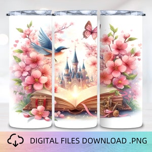 Magical Fairy Book 20 oz Skinny Tumbler Wrap. Sublimation Design, Book Tumbler Wrap, Book Lover Tumbler, Instant Digital Download PNG