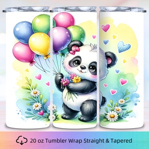 Cute Panda Tumbler Wrap, 20oz Tumbler Wrap, Skinny Tumbler, Panda Tumbler Wrap, Baby Panda PNG Tumbler, Instant Download, Tumbler Design
