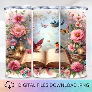 Magical Fairy Book 20 oz Skinny Tumbler Wrap. Sublimation Design, Book Tumbler Wrap, Book Lover Tumbler, Instant Digital Download PNG