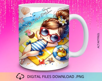 Summer Mug Wrap Design, 11 & 15 oz Mug Wrap, Mug Wrap PNG, Mug Wrap, Coffee Mug Wraps, Anime Mug wrap, Beach Mug Wrap, Coffee Cup Designs