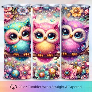Owl Tumbler Wrap, 20oz Skinny Tumbler, Owl Sublimation, Digital Download PNG, instant Download, Owl PNG Tumbler, Tumbler PNG Wrap