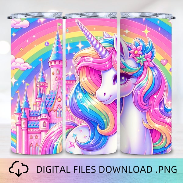 Fairy Unicorn 20oz Tumbler Wrap, PNG Digital Download, 3D Tumbler Wrap, PNG Sublimation, Instant Download, Tumbler PNG, Unicorn Tumbler