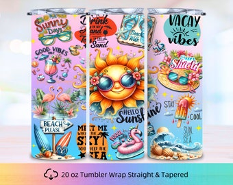 Emballage de gobelet Hello Sunshine, sublimation PNG, gobelet 20 oz, emballage de gobelet PNG, conception de gobelet, gobelet PNG, gobelet d'été, ambiance estivale