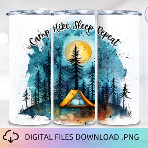 Camping Tumbler Wrap, Camper Tumbler, Travel Tumble, Camping PNG, 20oz Skinny Tumbler, Happy Camper PNG, Camping Tumbler, Camper Gift,