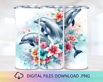 20oz Tumbler Wrap 3D Beach Ocean Dolphin PNG Download digital, 3D Tumbler wrap, PNG Sublimation, Instant Download, Tumbler Sublimation