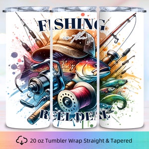 Hook Line & Sinker 20oz Skinny Tumbler Wrap, Digital Download PNG, Fisherman Tumbler Wrap, Bass Fishing Tumbler, Fishing Sublimation PNG